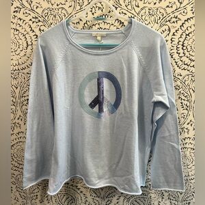 Lisa Todd Blue Ice Peace Sequin Sweater - NWT